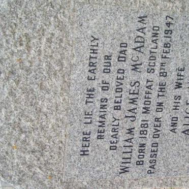 McADAM William James 1881-1947 &amp; Alice May 1893-1974