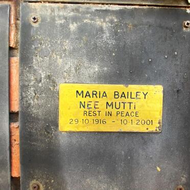 BAILEY Maria nee MUTTI 1916-2001