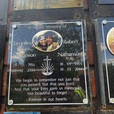 NATHANSON Robert 1954-2014 & Jacquiline Rose 1956-2001