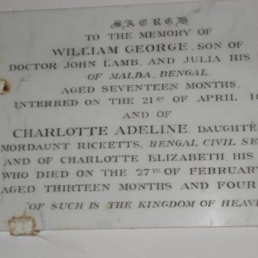 LAMB William -1828  :: RICKETTS Charlotte Adeline -1830